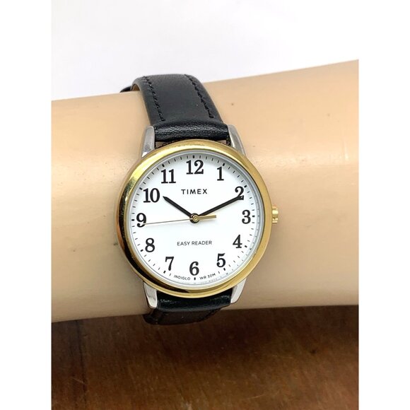 Timex Women's Watch TW2V94800 Quartz Indiglo White Dial Black Leather Strap 30mm - Picture 11 of 14